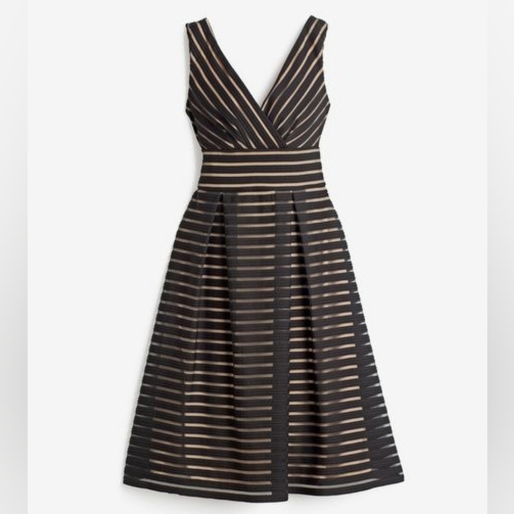 White House Black Market Black and Tan Midi Dress